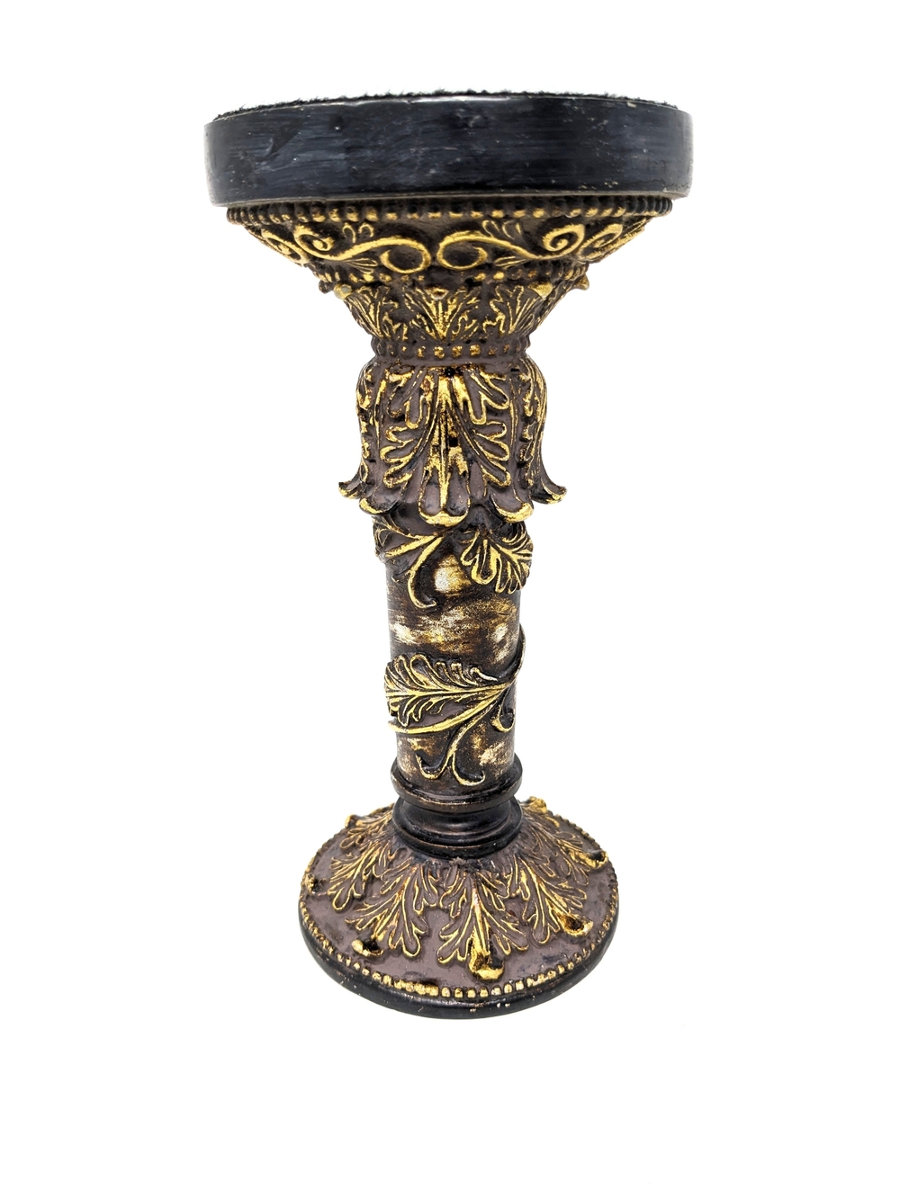 Ornate Mid Century Modern Gold Brass Accent Candle Holder